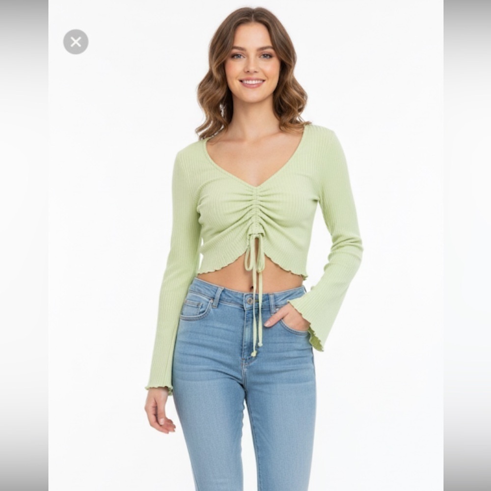 Pacsun lime green crop top boho cinched size xsmall